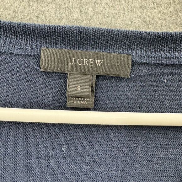 J Crew Sweater Womens Small Merino Wool Blue V-Neck Knit Solid 3/4 Bell Sleeve - Picture 4 of 12